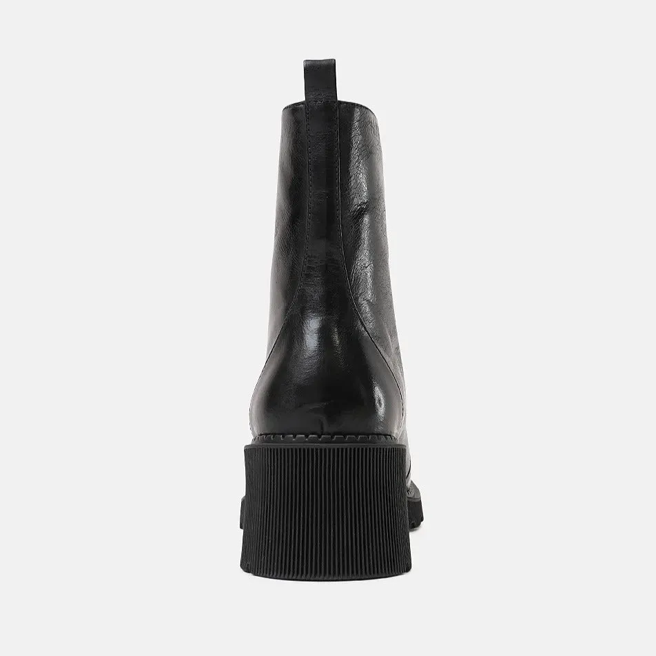 Zosia Black Leather Ankle Boots